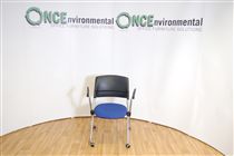 SenatorSenator P204CA stacking folding chair in blue fabric seat and black plastic back 